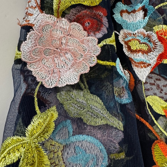 LuLaRoe Floral Embroidered Medium Navy Short Sleeve Dress M - Picture 11 of 14